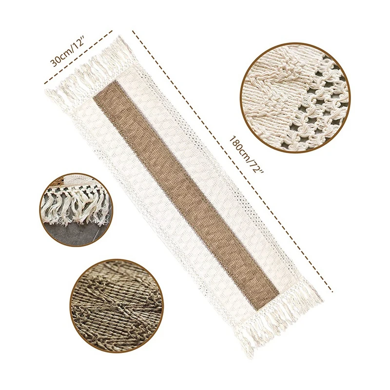 1 шт. настольная дорожка в стиле бохо кремовая и коричневая для фермерского дома с