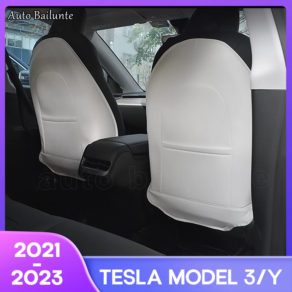 

For Tesla Model 3 Model Y Leather Seat Back Kick Protector Backseat Kick Pocket Resistant Waterproof Scratchproof Protection