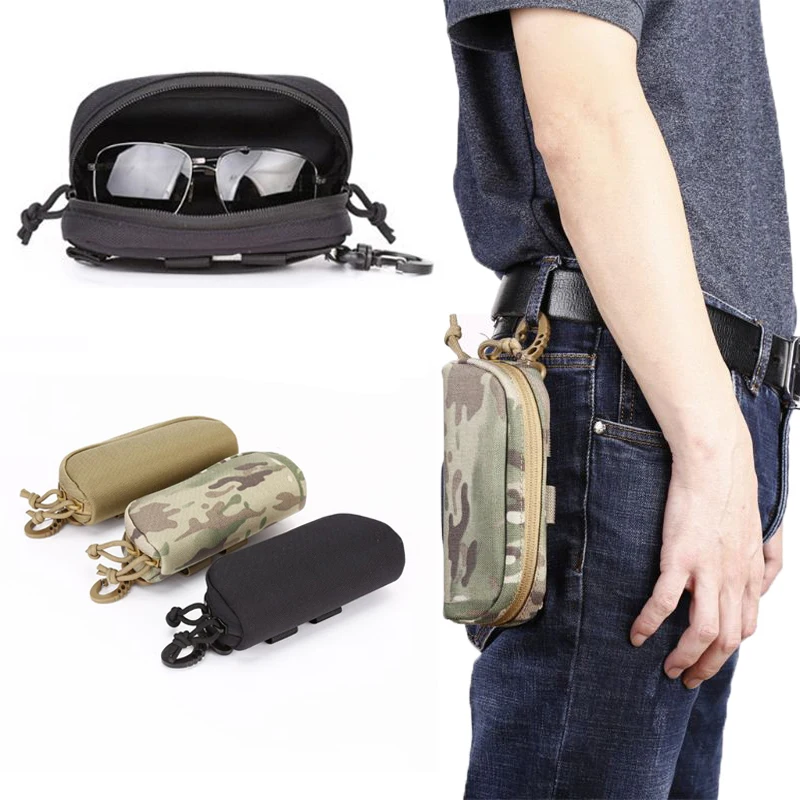 Taktik Molle gözlük kılıfı gözlük çantası güneş gözlüğü EDC bel paketi organizatör gözlük kılıfı çanta sırt çantası asılı alet çantası