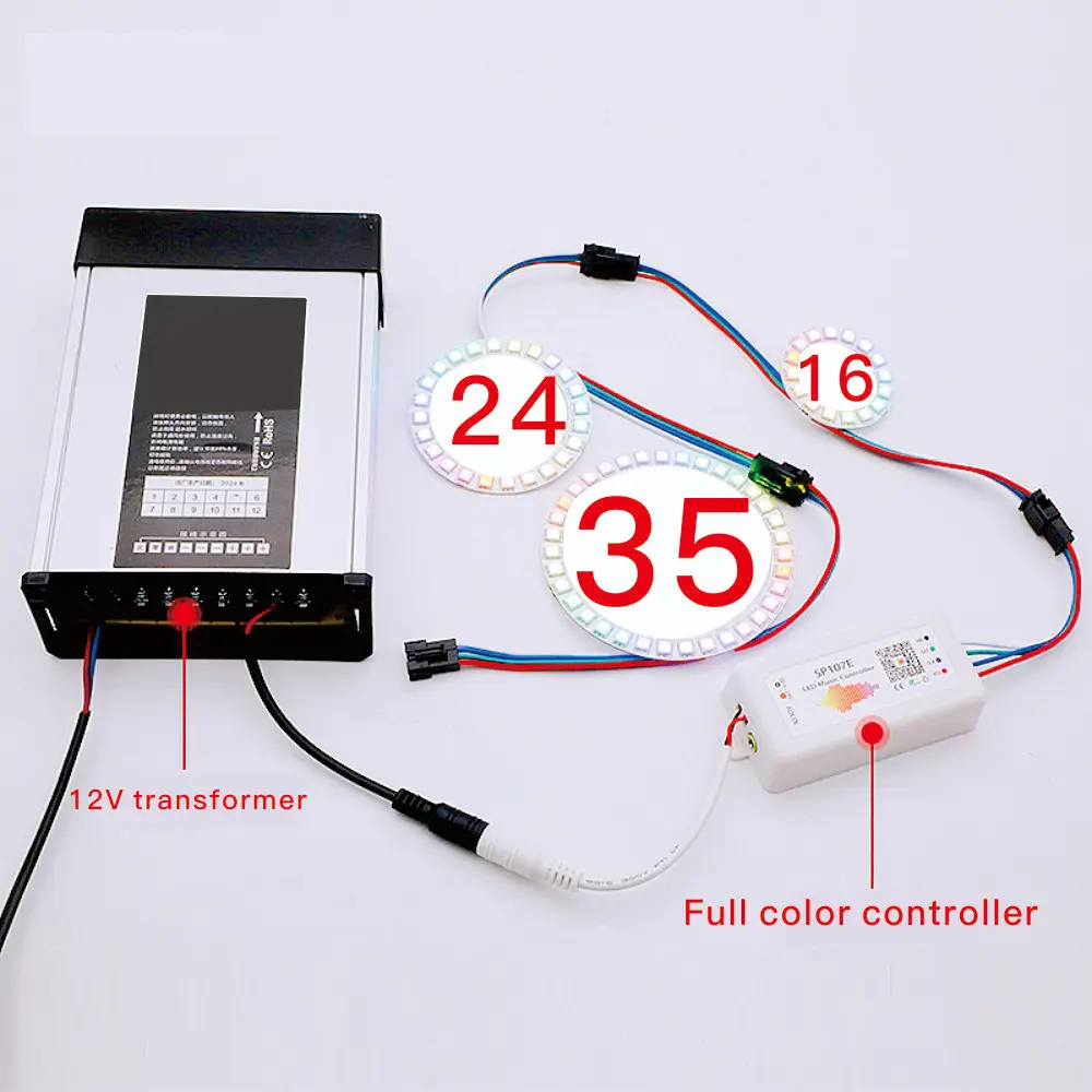 DC12V WS2815 светодиодный Ring 5050 RGB индивидуально адресуемый 16 22 35 пикселей круглые