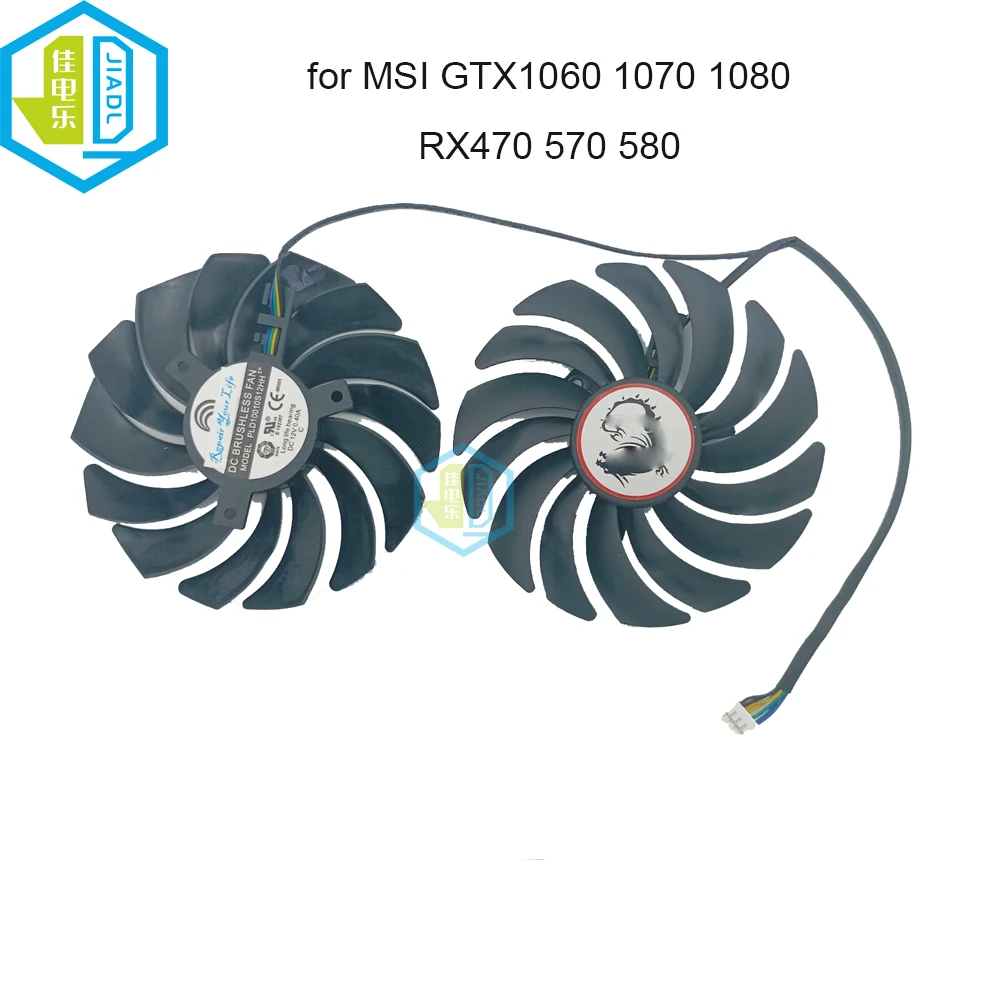 

Computer Graphics Video Card GPU Cooling Fan For MSI GeForce GTX1060 GTX1070 GTX 1080Ti RX 470 570 580 95MM PLD10010S12HH 12V