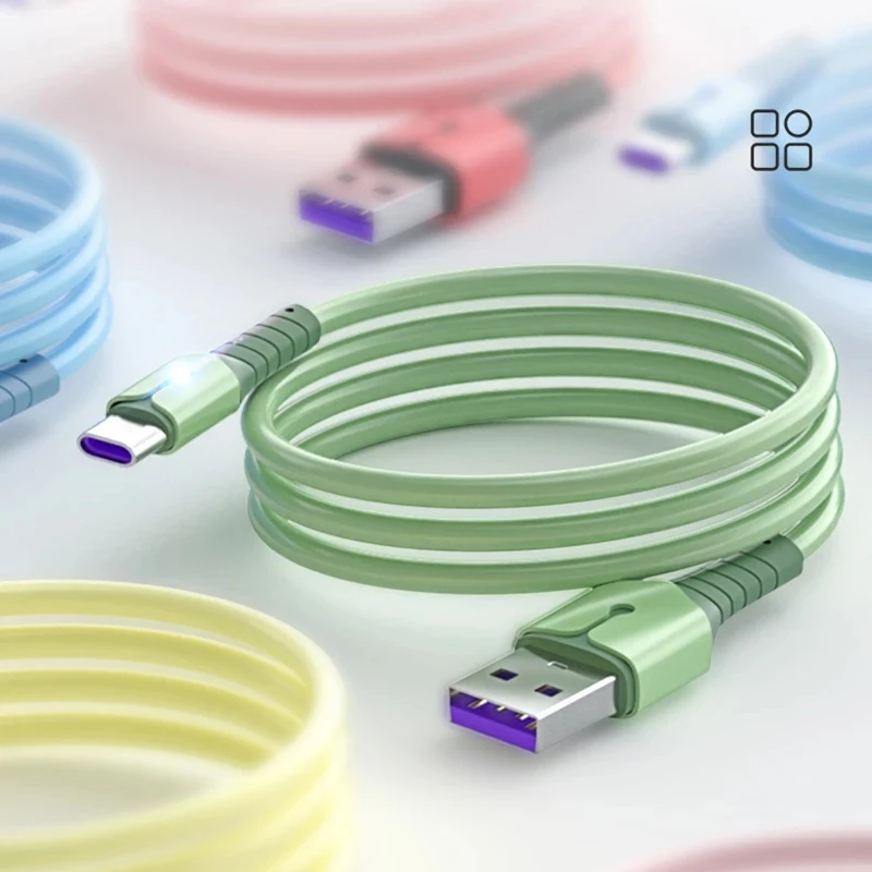5A Жидкостной силикон Быстрая зарядка Кабель Micro USB Type C для Huawei Mate 40 Pro P40 Данные для Xiaomi Samsung on.