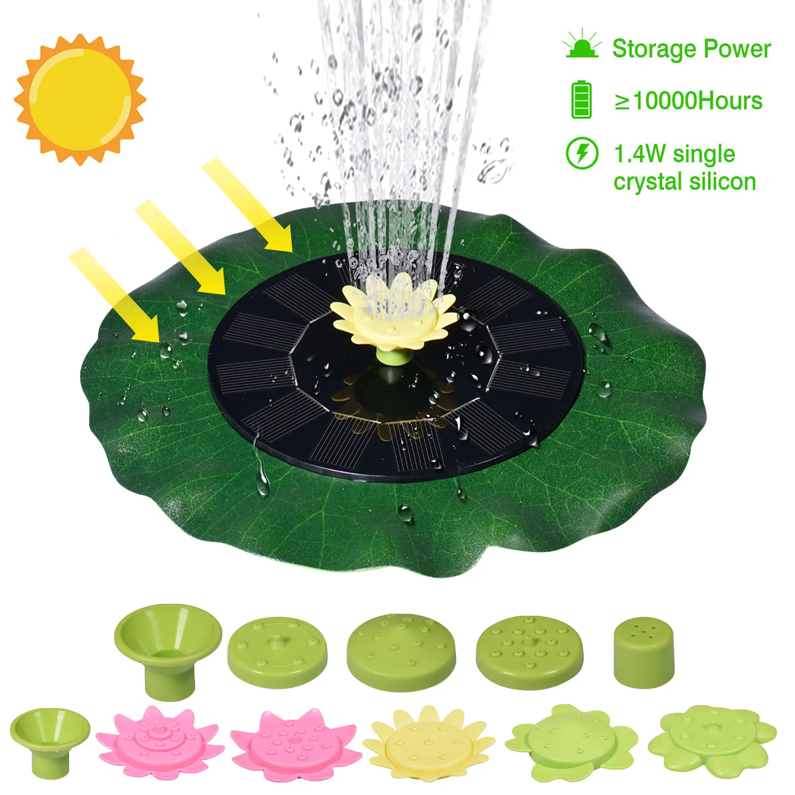 

Floating Lotus Leaf Solar Fountain Upgraded Solar Powered Fountain Pump Floating Solar Fountain for Pond Fish Tank Aquarium