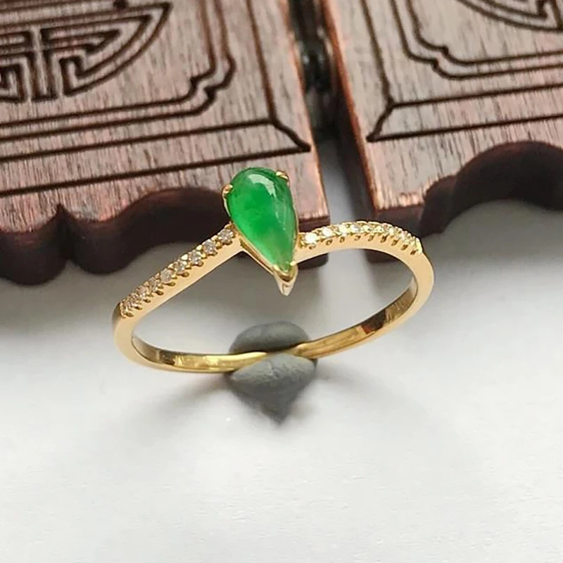 

Natural Hetian jasper drop-shaped ring Chinese style retro small exquisite light luxury charm women silver jewelry