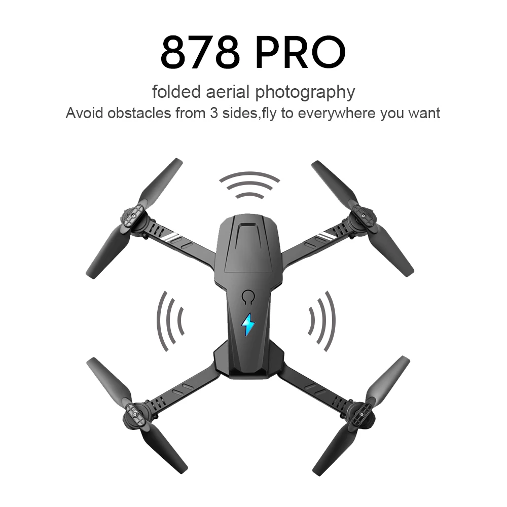 LS-878 Three-Sided Obstacle Avoidance Drone 4K Professional Quadcopter Dual Mirror HD Pixel LED Light Remote Control Aircraft