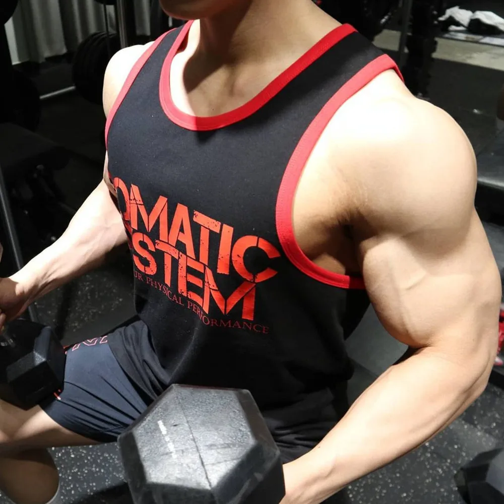 

Tank Tops Mens Bodybuilding Workout Cotton Sleeveless Shirt Gym Fitness Training Clothes Stringer Singlet Man Summer Casual Vest