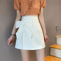 2022 summer korean fashion big bow high waist solid color skirts womens clothing all match sweet kawaii ladies slim mini skirt