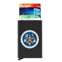 anti theft id credit card holder thin aluminium metal wallets u s central security service printing pocket case bank card box