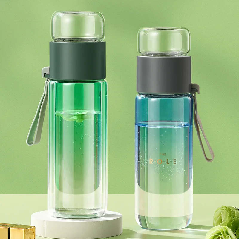 260ML/400ML Creative High Quality Tea Water Separation Cup Double Glass Bottle Insulated Drink Tea Bottle With Filter Office