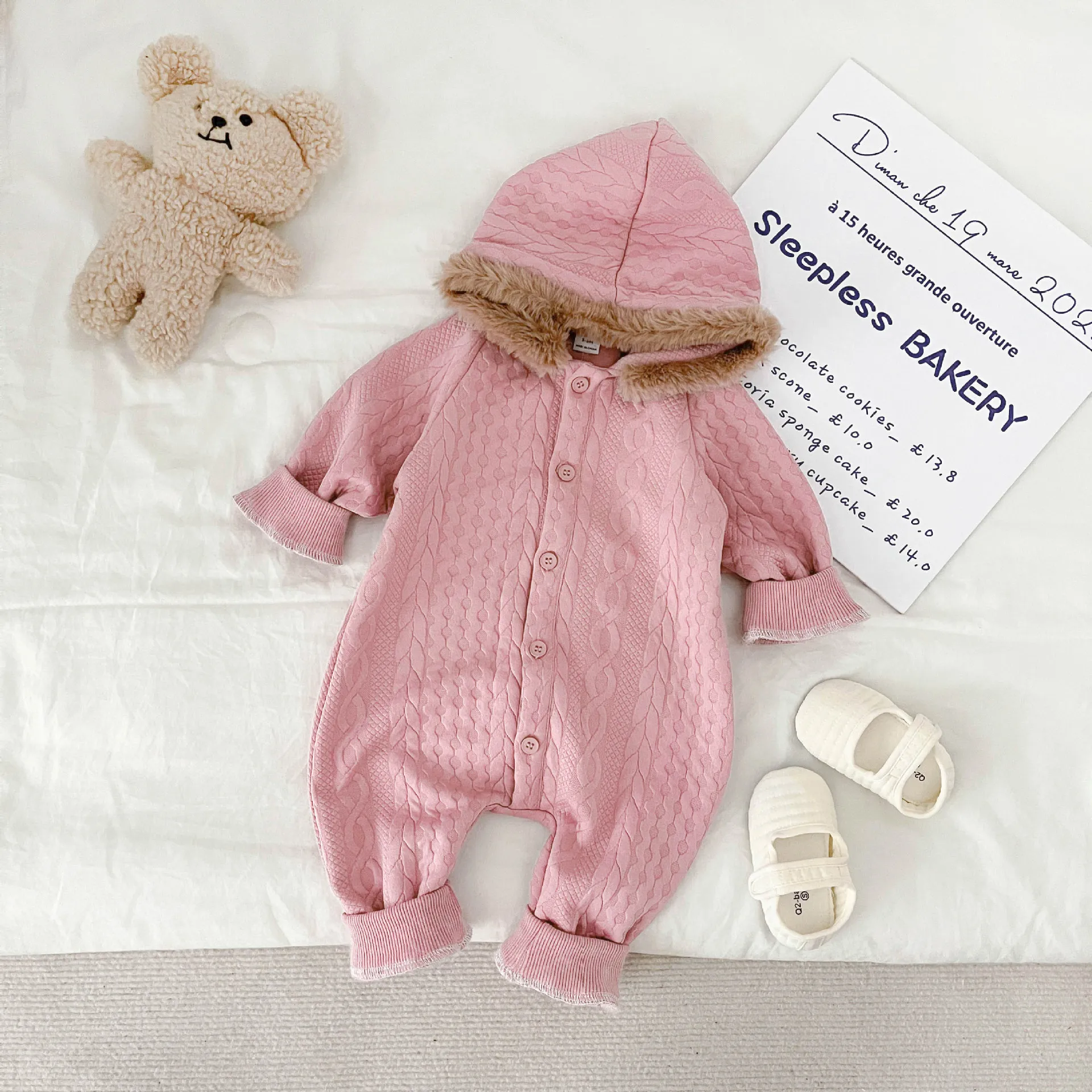 

Осень-зима 2023, Комбинезоны для маленьких девочек, хлопковые комбинезоны с длинным рукавом для маленьких девочек, пушистые ветрозащитные комбинезоны с капюшоном для маленьких девочек