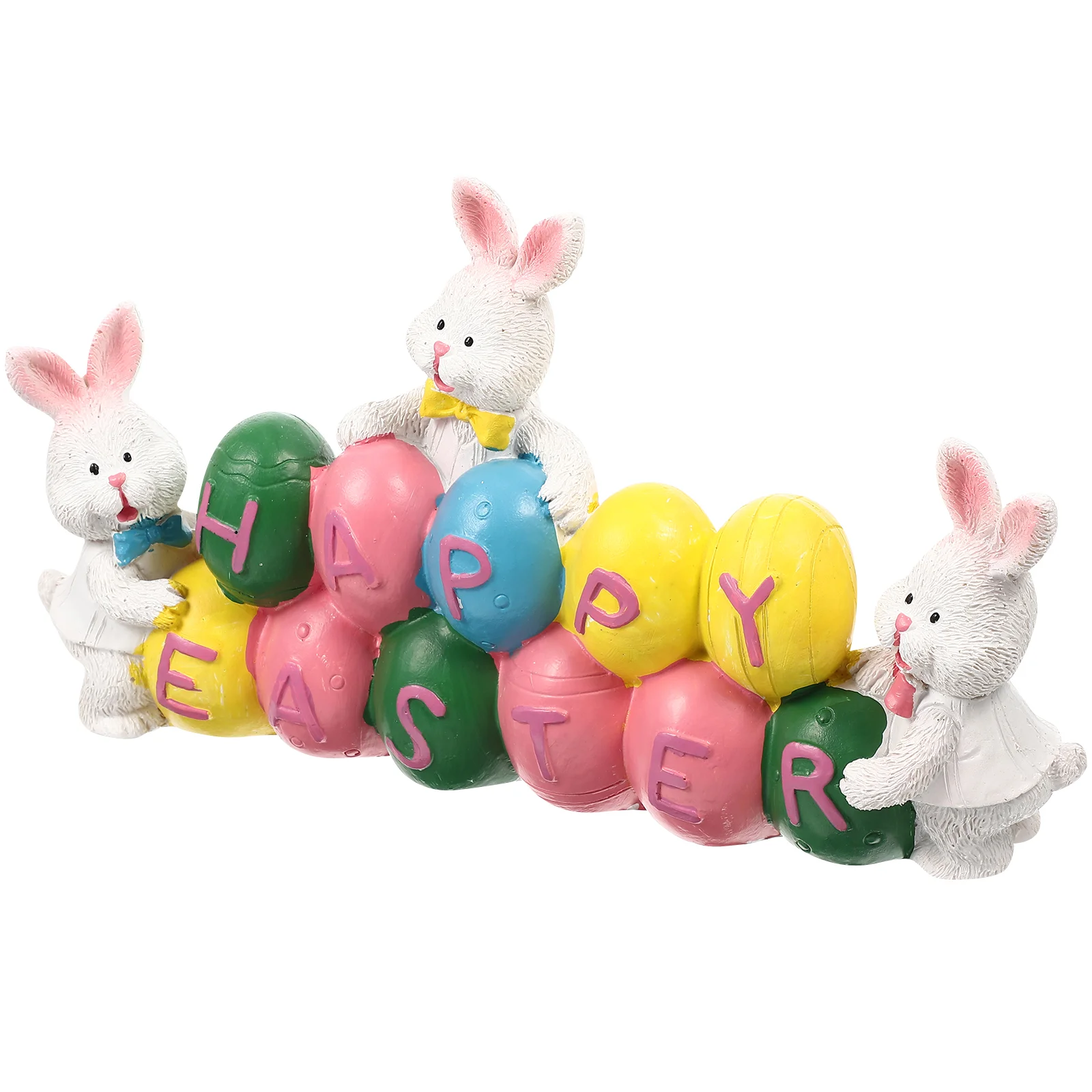 

Easter Bunny Rabbit Decor Centerpiece Tabletop Egg Table Spring Decoration Party Happy Eggs Ornament Sculpture Resin Desktop