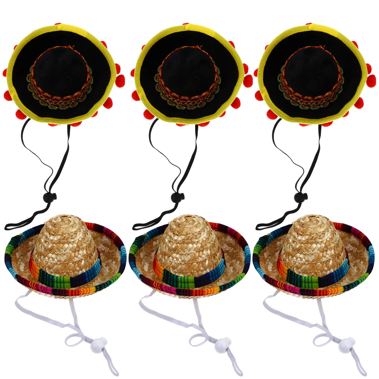 

6 Pcs Halloween Ornaments Mexican Hat Party Hats Pets Mini Round Adorable Lovely Cap Miss