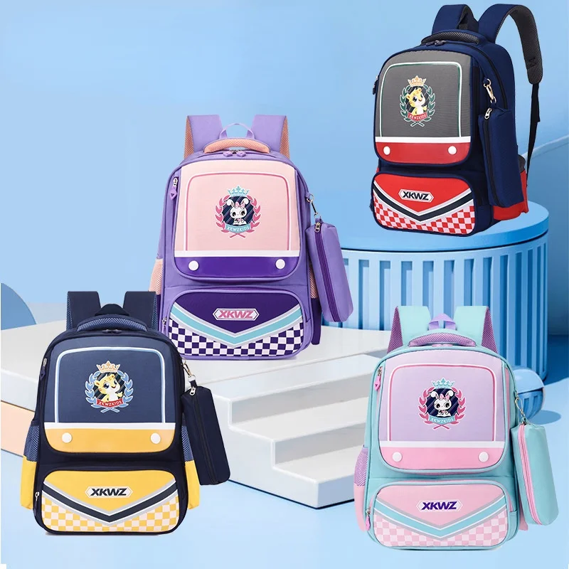 Cute Children Students Rabbit Tiger Animal School Backpacks New Large Capacity Grade 1-6 Pupils Girls Boys Fashion Pen Bags Hot