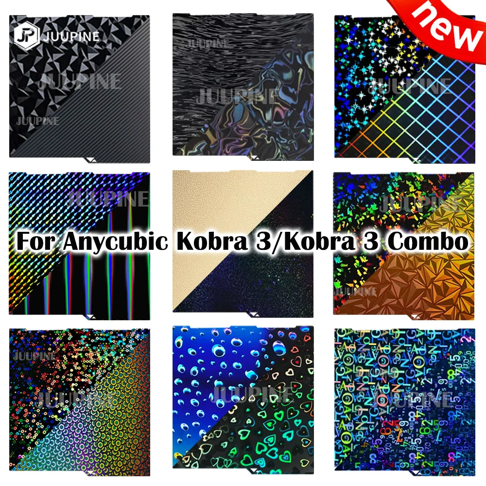 Для Anycubic Kobra 3 Combo Build Plate 256x268 Пружинный стальной лист PEO PET PEY Sheet Двусторонняя