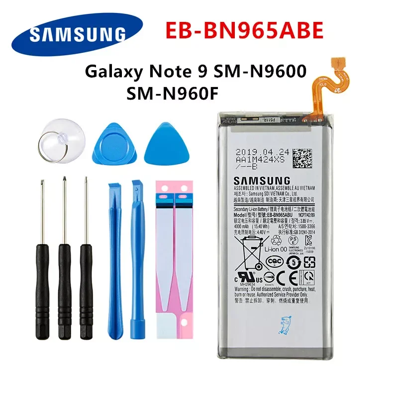 

NEW2023 Orginal EB-BN965ABU EB-BN965ABE 4000mAh Battery for Samsung Galaxy Note9 Note 9 SM-N9600 N960F N960U N960N N960W +Tools