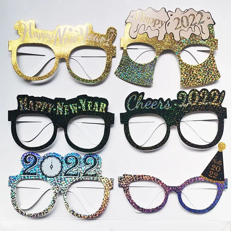Новогодние блестящие очки реквизит для фотографий взрослых и детей (6 шт.)