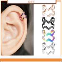 1pc hollow wave ear clip earrings without pierced ear bone clip piercing jewelry stainless steel earring piercing lobe earring
