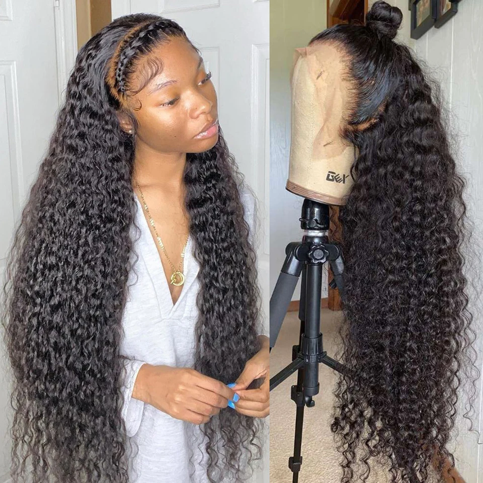 

Curly Human Hair Wig 13x6 Deep Wave Frontal Wig HD Transparent Lace Frontal Wig 30 32 Inch Brazilian Lace Front Human Hair Wigs