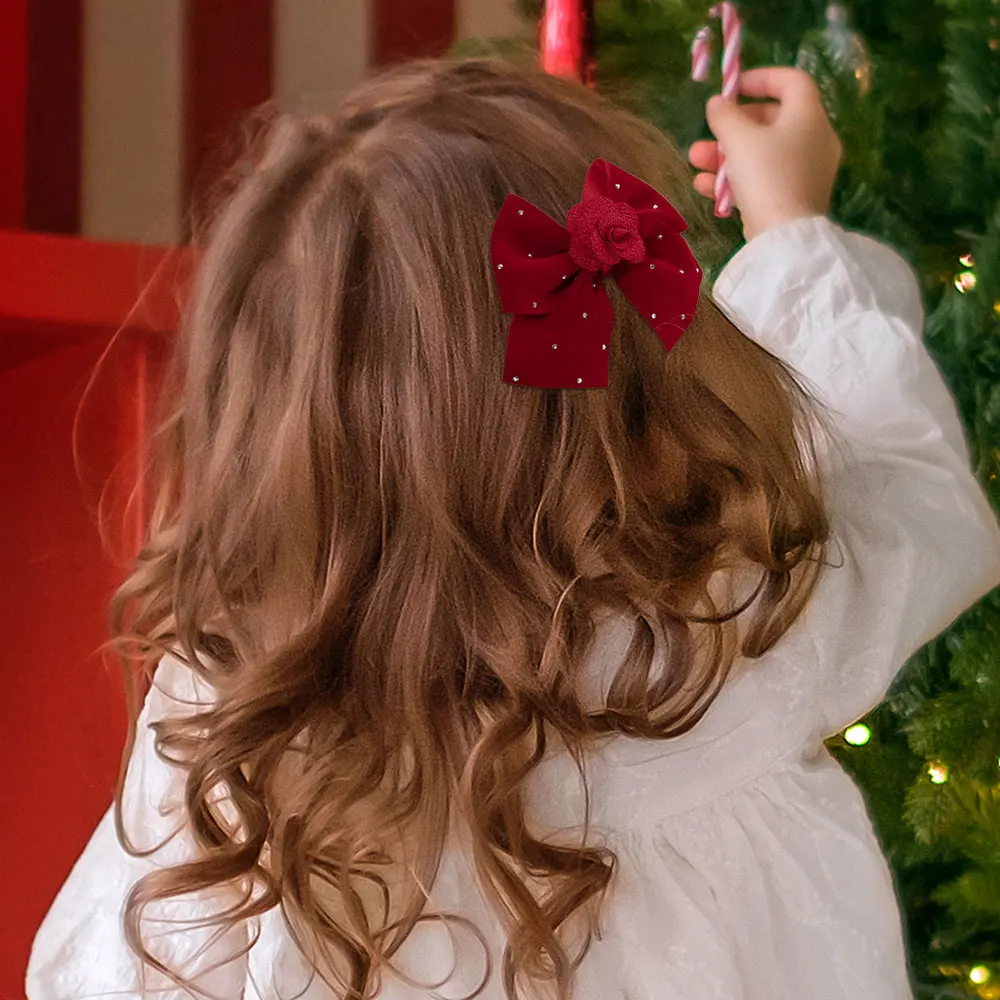 Винтажная бархатная заколка для волос с бантом зимние заколки детей элегантные