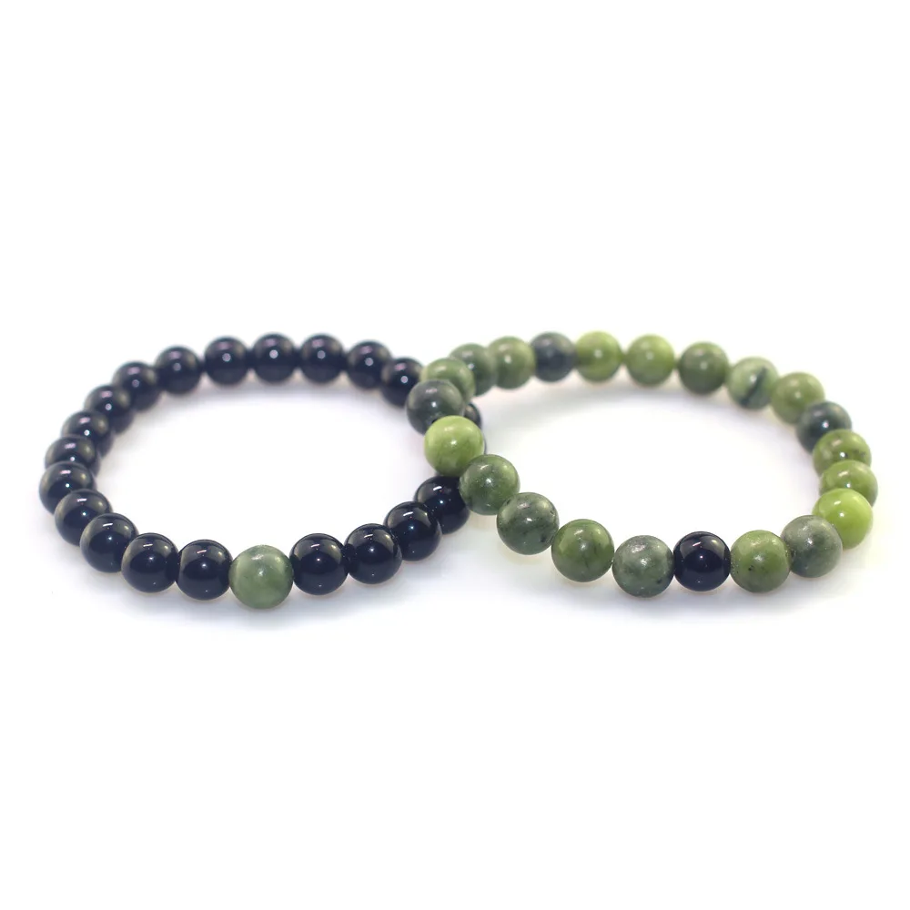 

Green Peridot Black Bright Stone Hand Decoration 8MM Single Circle Fashion Beaded Natural Stone Bracelet For Men Women Couples