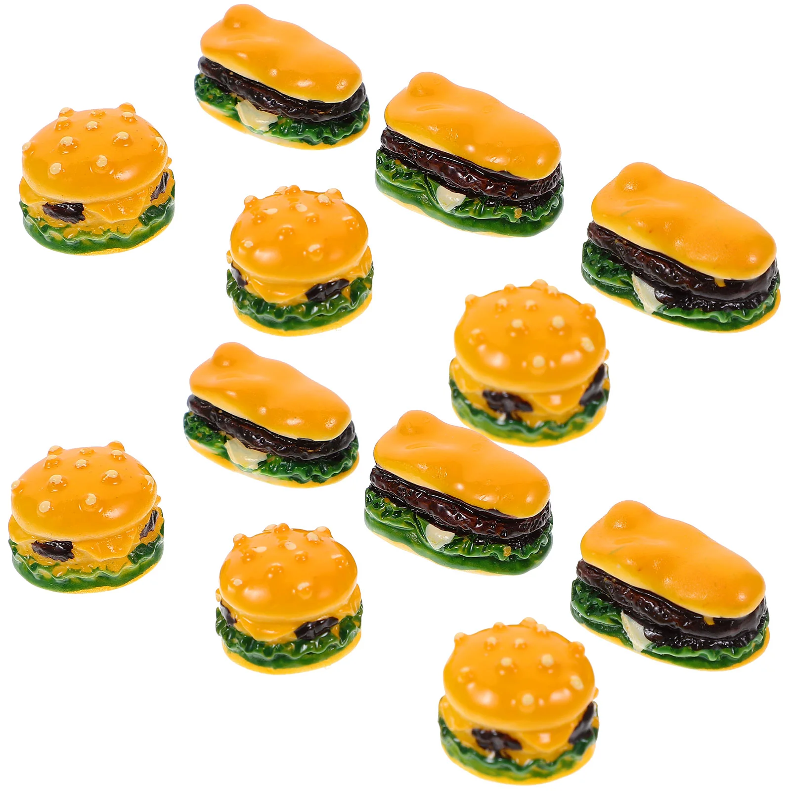 

20 Pcs Burgers Tiny Hamburger Food Models Fake Props Accessories Mini Decor Resin Miniature Scene Adornment