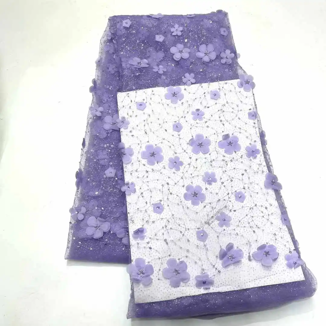 Роскошная зеленая 3D Цветочная африканская кружевная ткань 2024 французская из