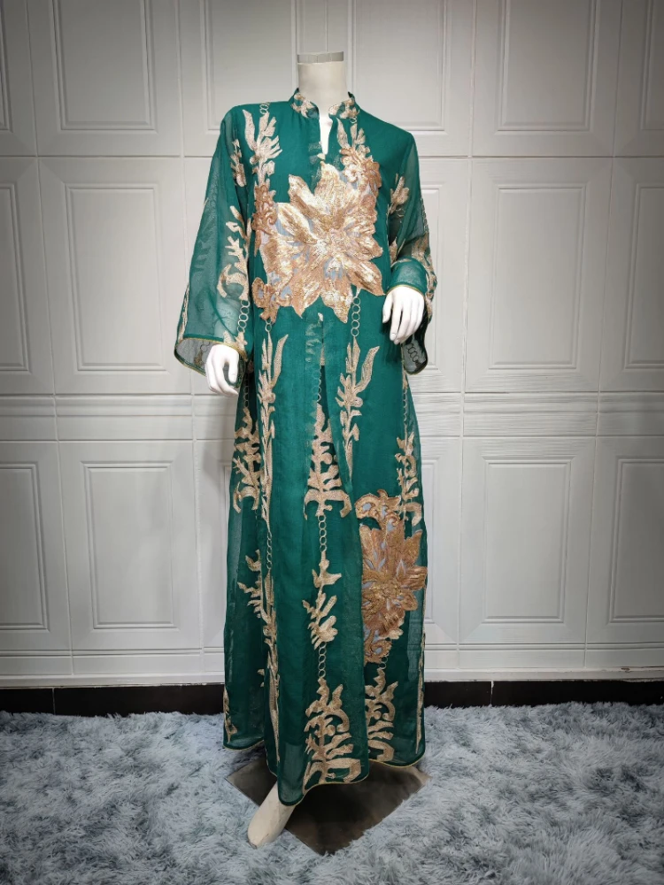 Eid Mubarak Abaya Dubai Turkey Muslim Long Sleeve Dress Islamic Clothing Wedding Party Gown Caftan Marocain Djellaba Femme