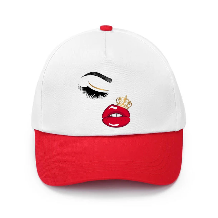 

Cartoon Graphic Eyelash Lashes Lip Trend Print Custom Made Hat Baseball Cap Adjustable Children Hat Boys Baby Girls Sun Hat