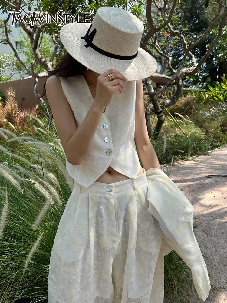 

Женский жилет на пуговицах TWOTWINSTYLE, повседневный Свободный жилет с v-образным вырезом, без рукавов, с принтом, 2023