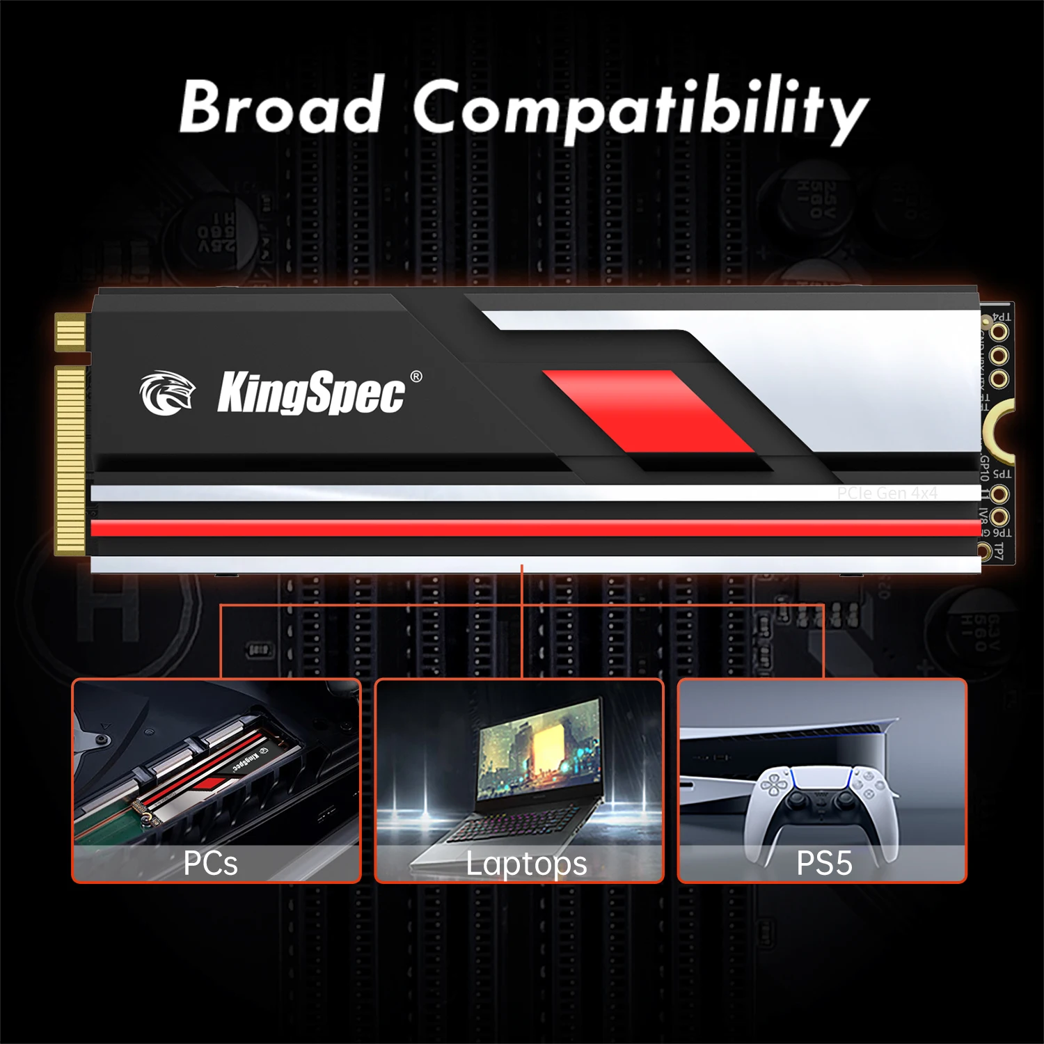 KingSpec M2 NVMe Gen4 SSD Cache M.2 512g 1TB 2TB 4TB Drive M2 PCIe 4.0 7400 Solid SSD Disk Hard Drive HD NMVE for Desktop PS5 images - 6