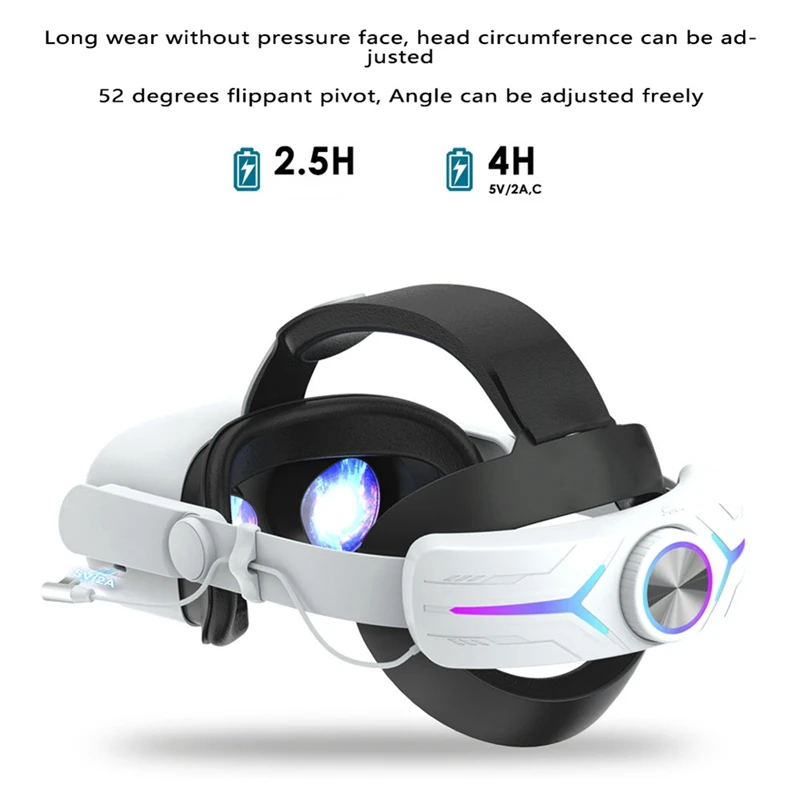 

1 PCS Head Strap With 8000Mah Battery For Oculus Quest 2 Extend Playtime Adjustable Elite Strap VR Parts Plastic (Black)