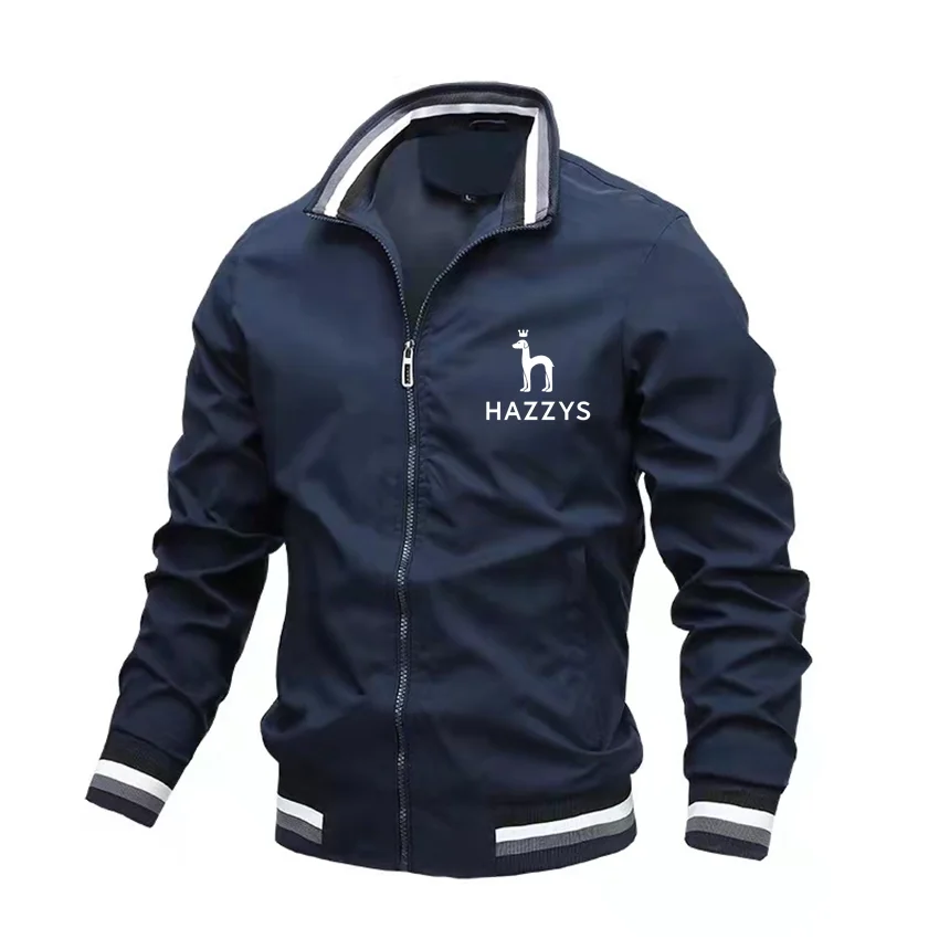 

HAZZYS Printed Spring Men's Jacket 2023 New Fashion Street Stand-up Baseball Uniform Men's Outdoor Leisure Running Zipper Jacket