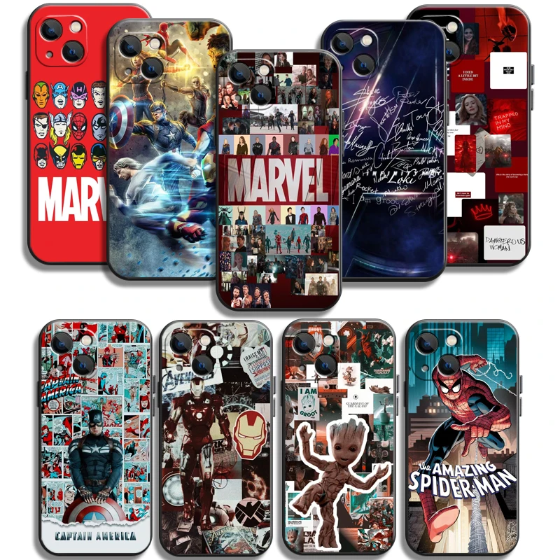 

Marvel Iron Man Spiderman Phone Cases For iPhone 11 12 Pro MAX 6S 7 8 Plus XS MAX 12 13 Mini X XR SE 2020 Back Cover Soft TPU