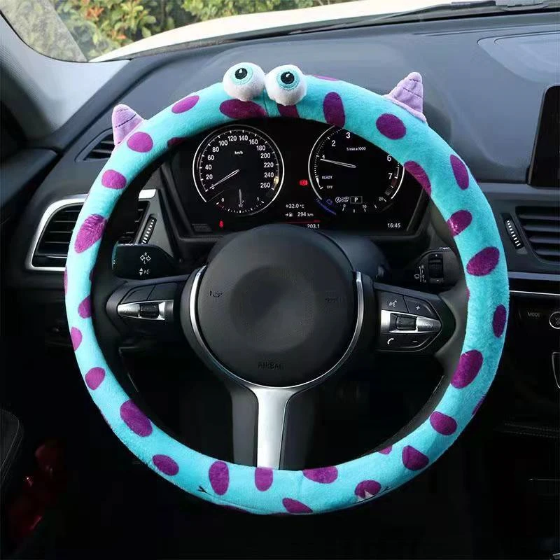 

Car Steering Wheel Cover Universal Cartoon Mouse Plush Winter Summer Lovely Bowknot Cute Blue Wholesale Car Interior Accessories