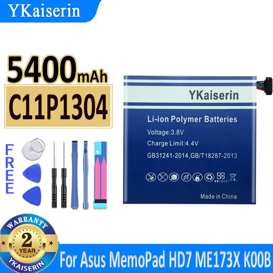 

YKaiserin For ASUS C11P1304 5400mAh Tablets Battery For Asus MEMO PAD HD 7 HD7 ME173X HD7 ME173 K00B Batteries Bateria + Tools