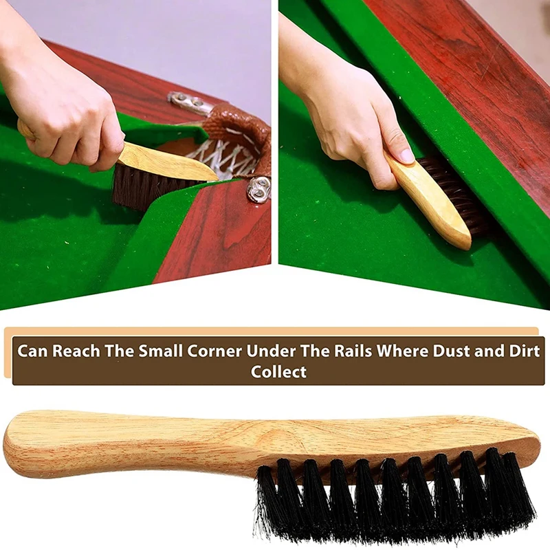 

Billiards Pool Table And Rail Brush Including 12 Pieces Pool Cue Chalk Square Snooker Table Wooden Cleaning Brush Kit
