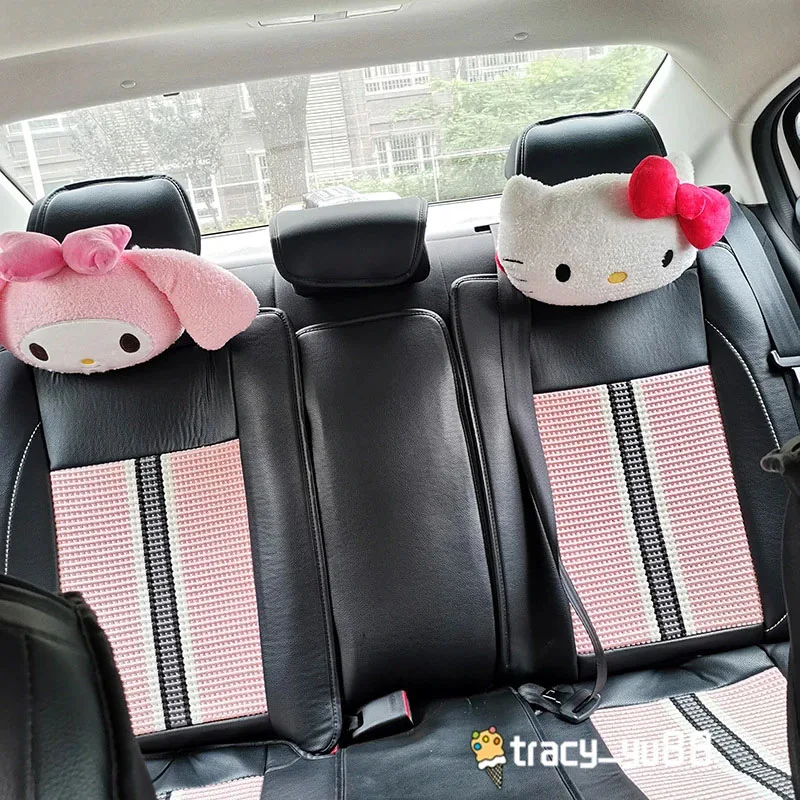 

New Kawaii Sanrio Anime Kuromi Cinnamoroll My Melody Plush Car Neck Headrest Pillow Soft Stuffed Plushie Pillow Car Accessories