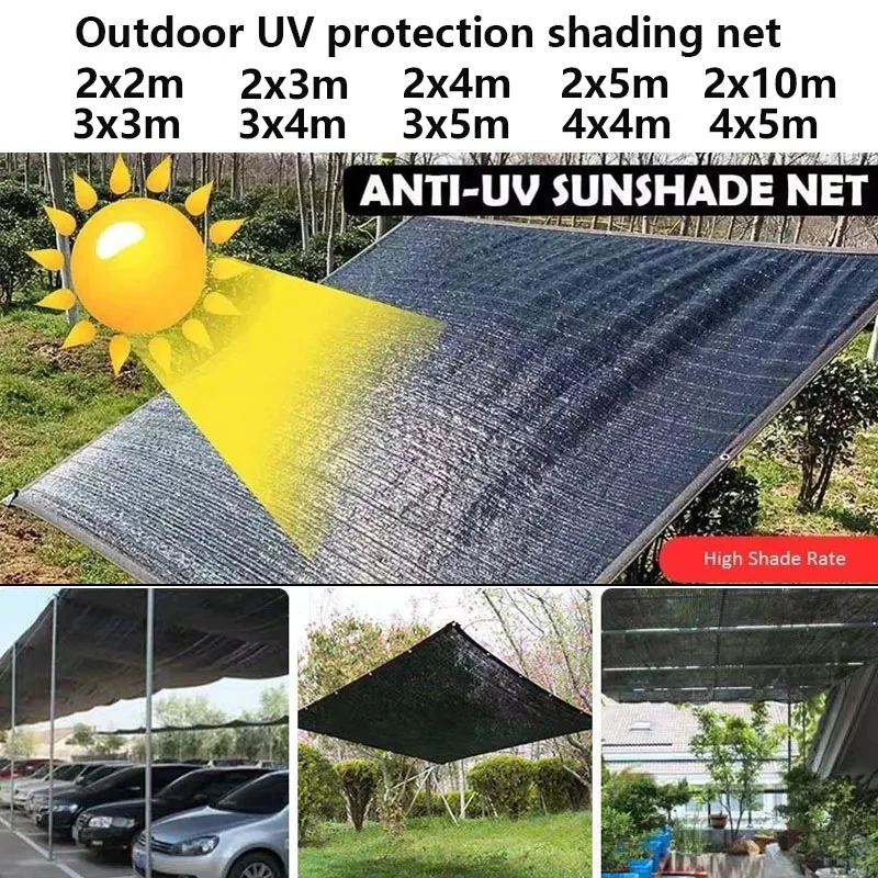 12PIN Black Sunshade Net Shading 85~90% Plant Greenhouse Cover Mesh Fence Privacy Screen Garden Sun Shed Outdoor Anti-UV
