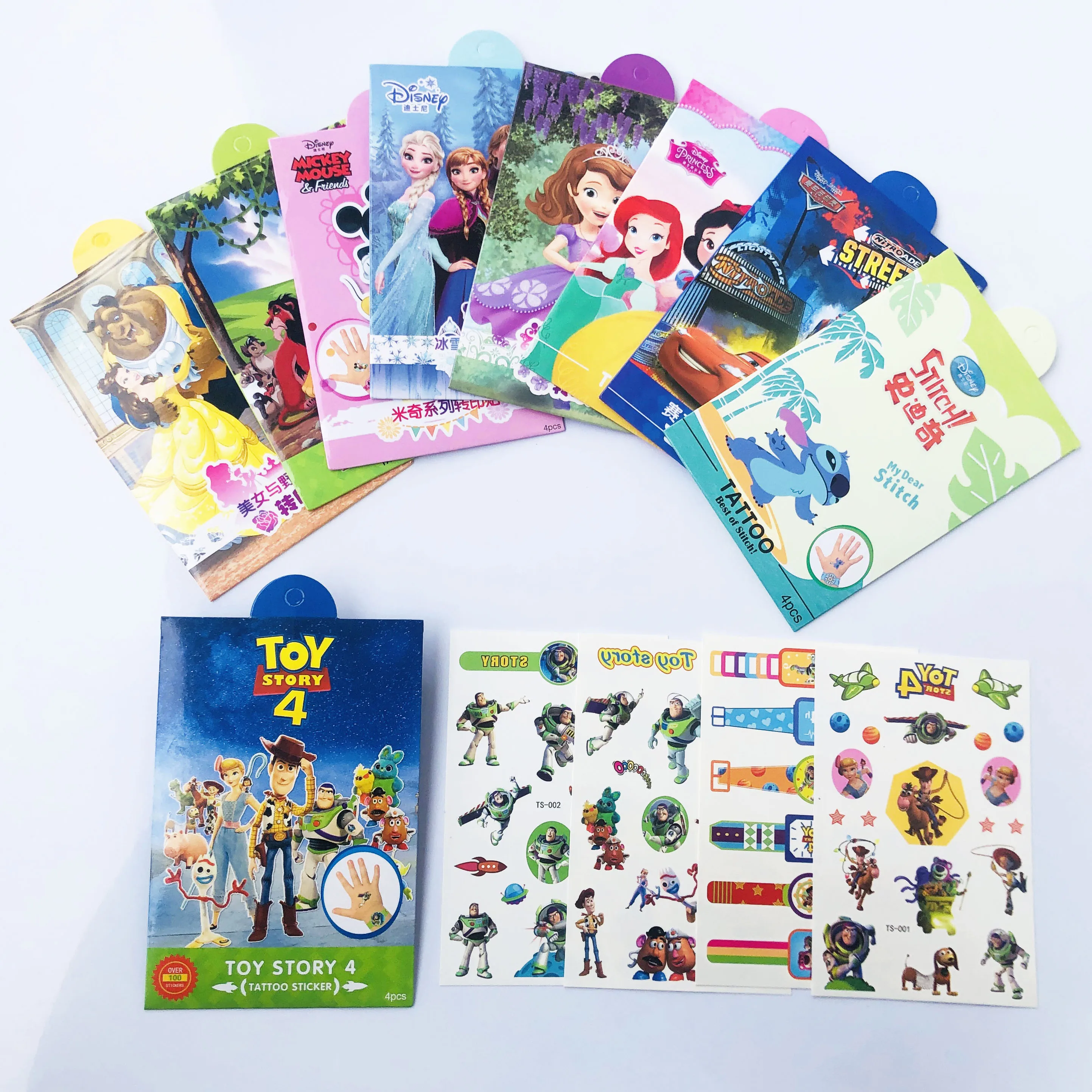 

4pcs/set Disney Princess elsa anna toy story stitch lion king Body Art Flash Tattoo Stickers Waterproof Styling Sticker Gift