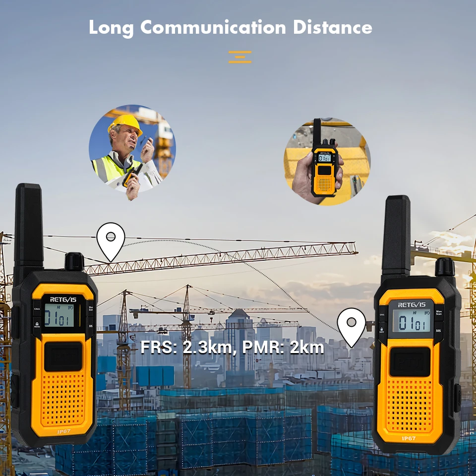 Retevis RB648 Heavy Duty Walkie Talkie IP67 Waterproof USB Type C Charger Dual PTT VOX PMR446/FRS Two Way Radio for Construction enlarge