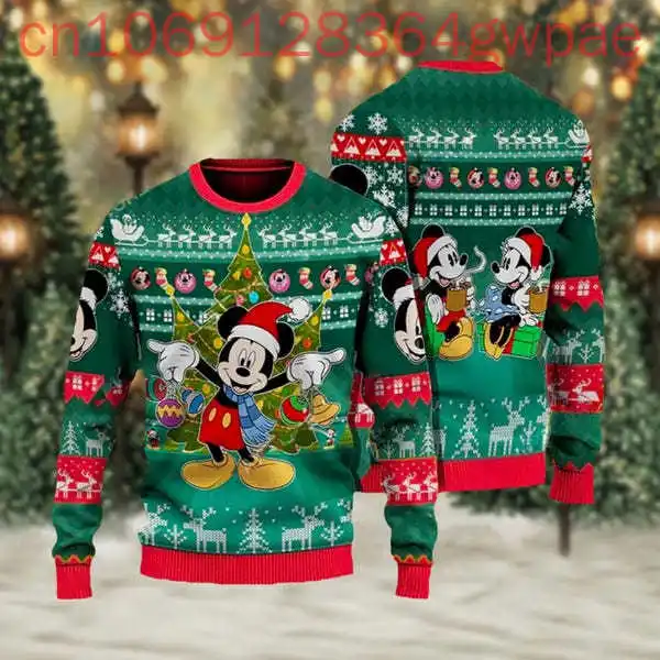 Disney Mickey Ugly Christmas Sweater Land Merry Xmas Мужской свитер Микки Минни Дональд Дак Праздничный