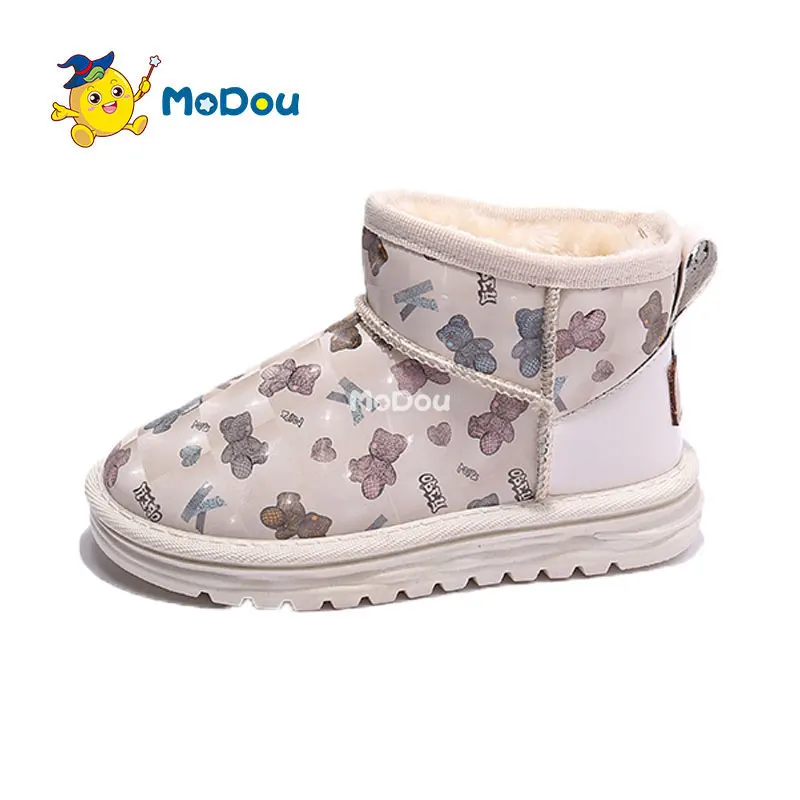 

Mo Dou 2022 Winter Girls New High Top Warm Plush Boots Outdoor Comfortable Lining Non Slip Sole Snow Boots Waterproof Vamp Shoe