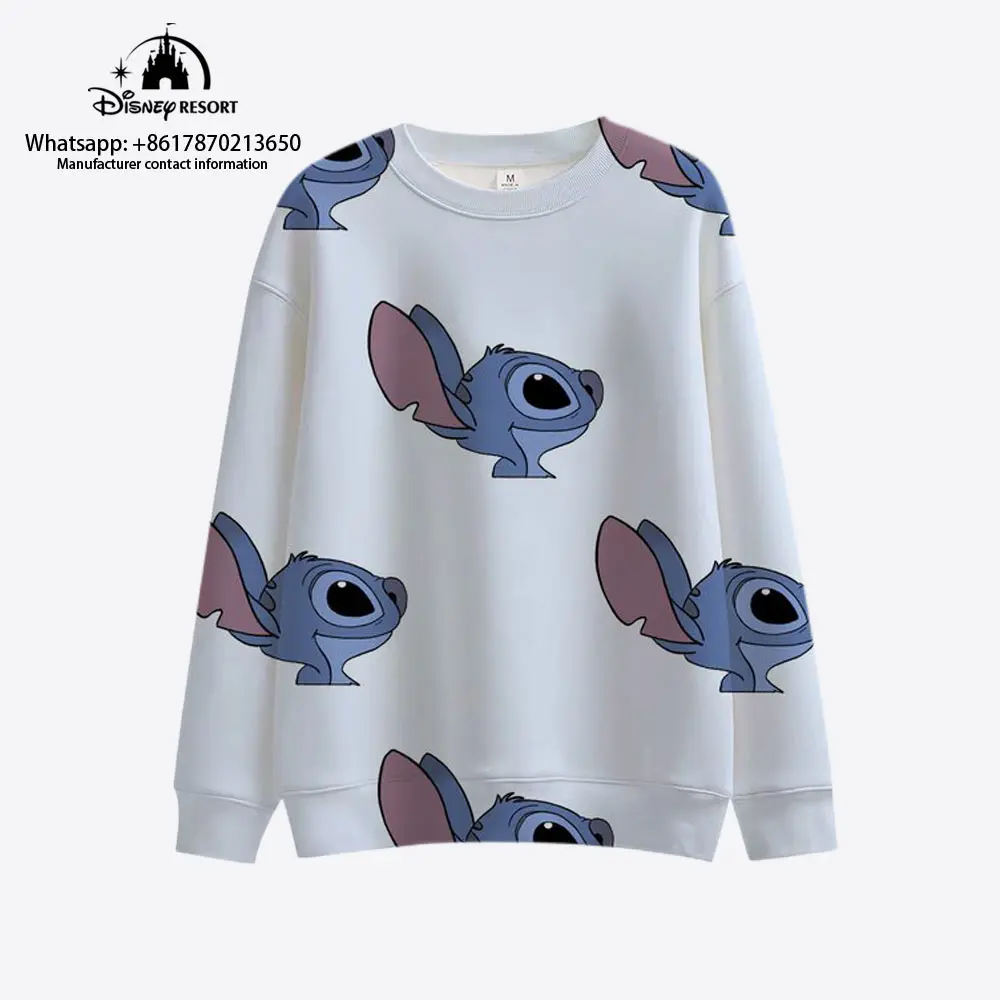 

2023 New Fashion Casual Boys Girls Tops Autumn Harajuku Street Round Neck Sweater Disney Brand Stitch Series Anime Printing