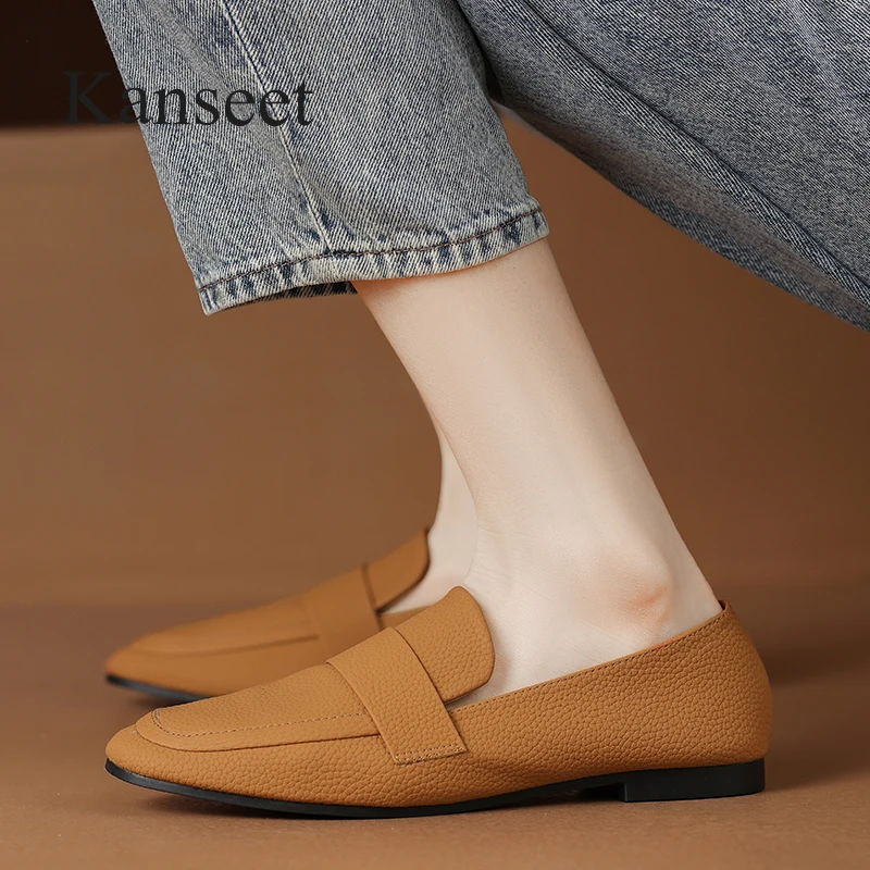 Kanseet Concise Shoes Women's Loafers 2023 Spring New Arrival Round Toe Casual Flats Handmade Slip-On Ladies Footwear Hot Sale