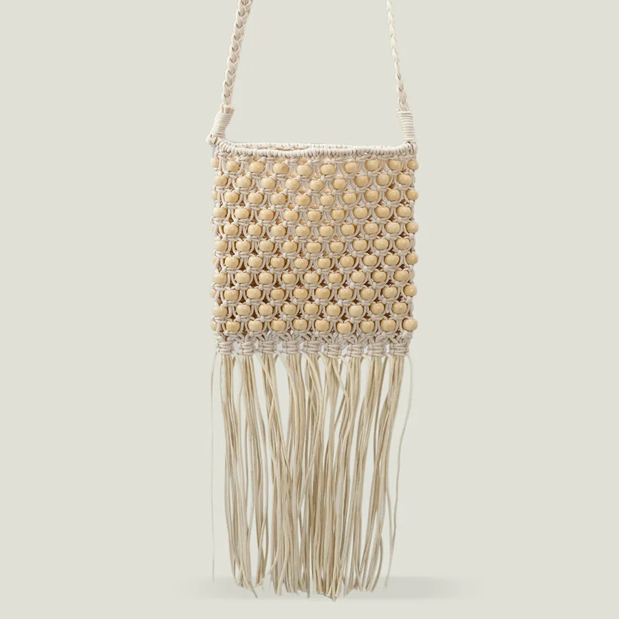

Bohemia Tassel Women Woven Straw Shoulder Bags Summer Beach Round Beading Ladies Crossbody Bag Casual Hollow Female Clutch 2022