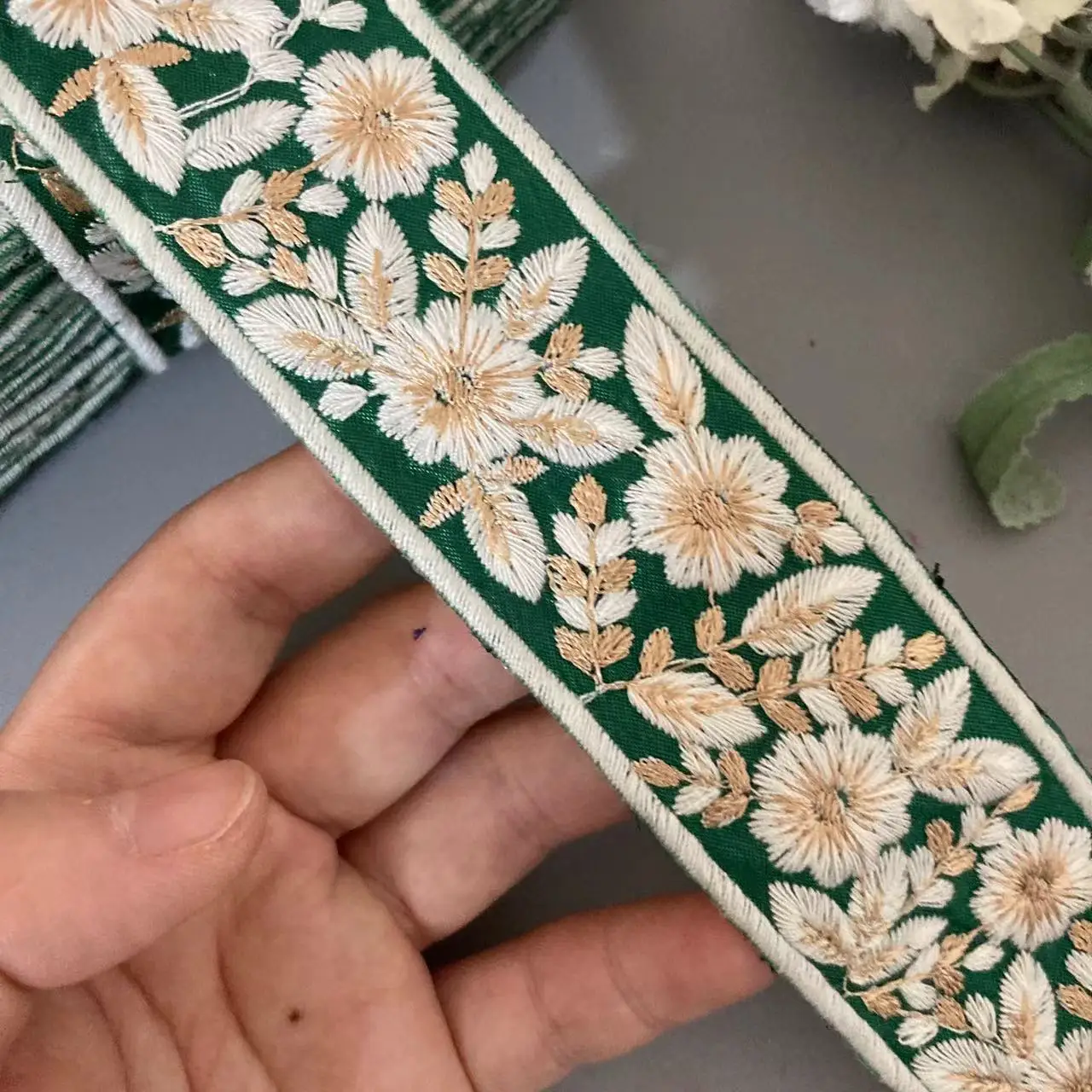 1 ярд ширина 3 6 см зеленая кружевная лента с вышивкой в этническом стиле отделка