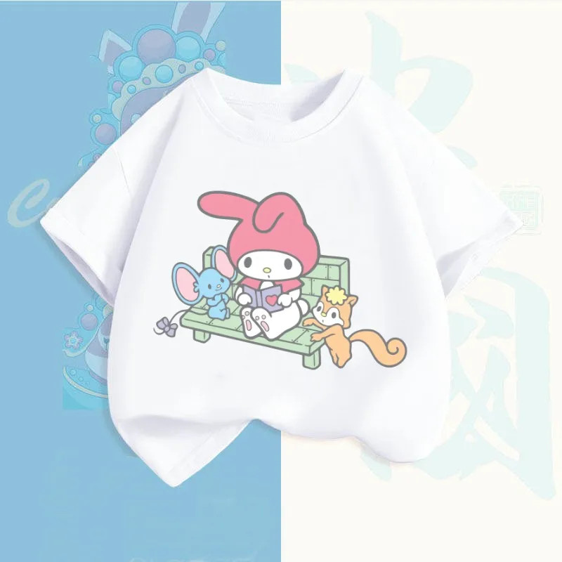

Summer My Melody Anime Children's Short-sleeved New Sanrio T-shirt Clothes Girly Heart Soft Clothes Kawaii Birthday Gift