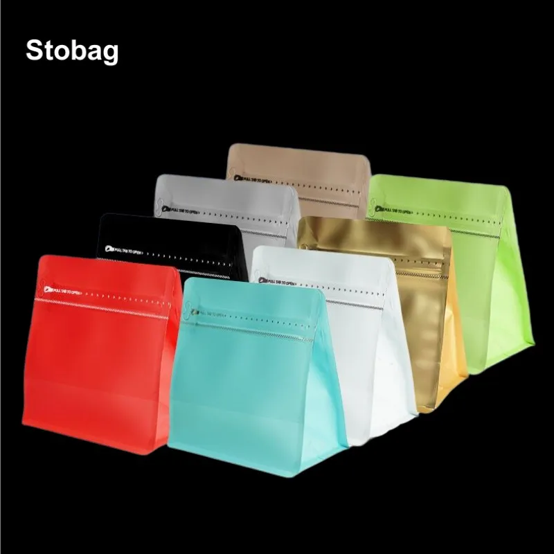 

StoBag 50pcs Color Coffee Beans Packaging Bag with Vavle Octagonal Standing Self-sealing Aluminum Foil Food Storage Wholesale