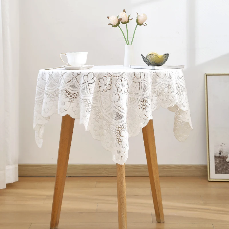 

Lace tablecloth inset style white bedside row frame coffee table with cover cloth small fresh square tablecloth