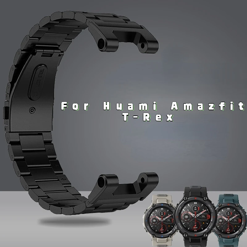 

Ремешок из нержавеющей стали для Huami Amazfit T-Rex, сменный спортивный силиконовый браслет для смарт-часов Amazfit TREX Pro